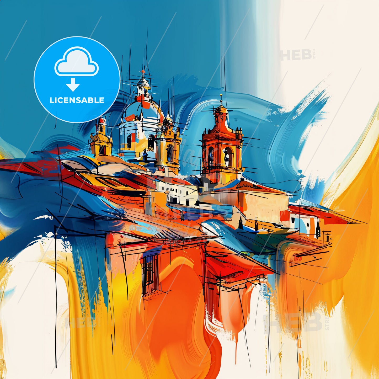 Vibrant Chimalhuacán, Mexico - A Painting Of A Building