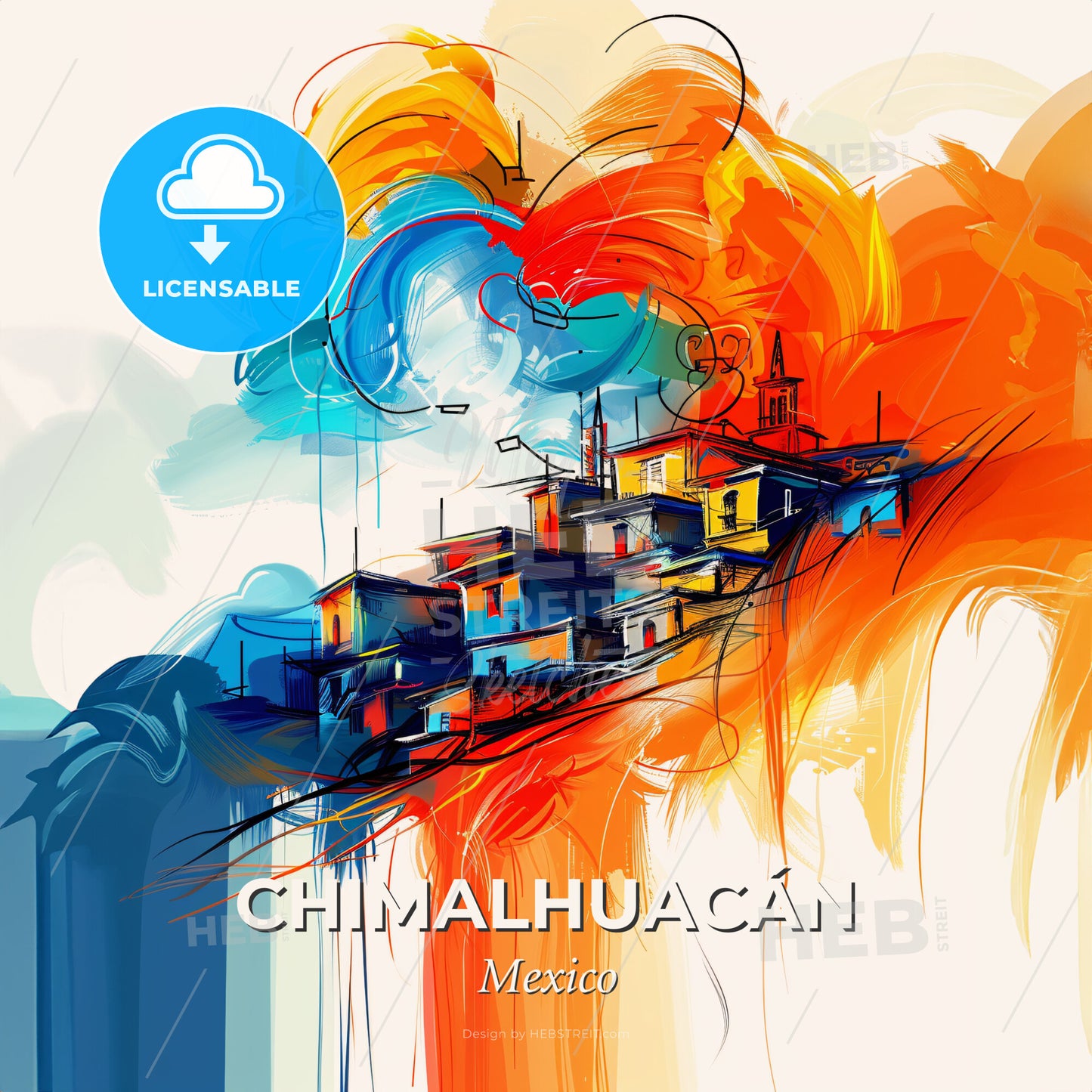 Vibrant Chimalhuacán, Mexico - A Painting Of A City - Square format print template