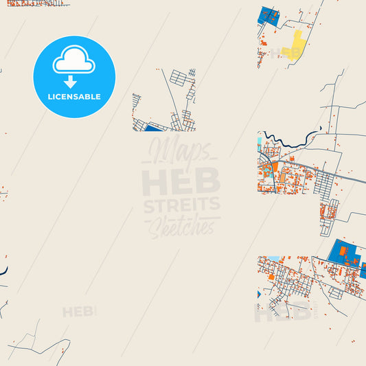 Colorful Chinandega Street Map with Labels and Buildings