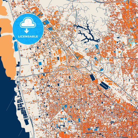 Colorful Chittagong Street Map with Labels and Buildings
