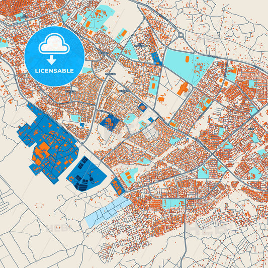 Colorful Chitungwiza Street Map with Labels and Buildings