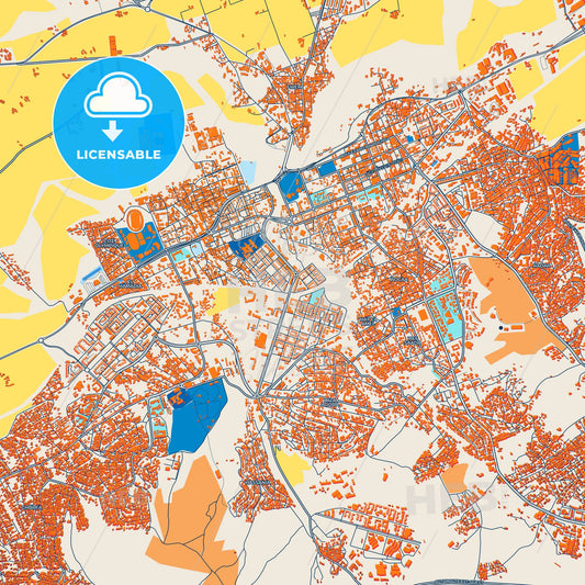Colorful Chlef Street Map with Labels and Buildings