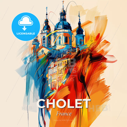 Vibrant Cholet, France - A Painting Of A Building - Square format print template