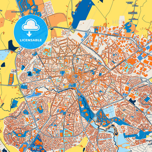 Colorful Cholet Street Map with Labels and Buildings