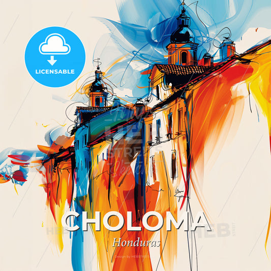Vibrant Choloma, Honduras - A Painting Of A Building - Square format print template
