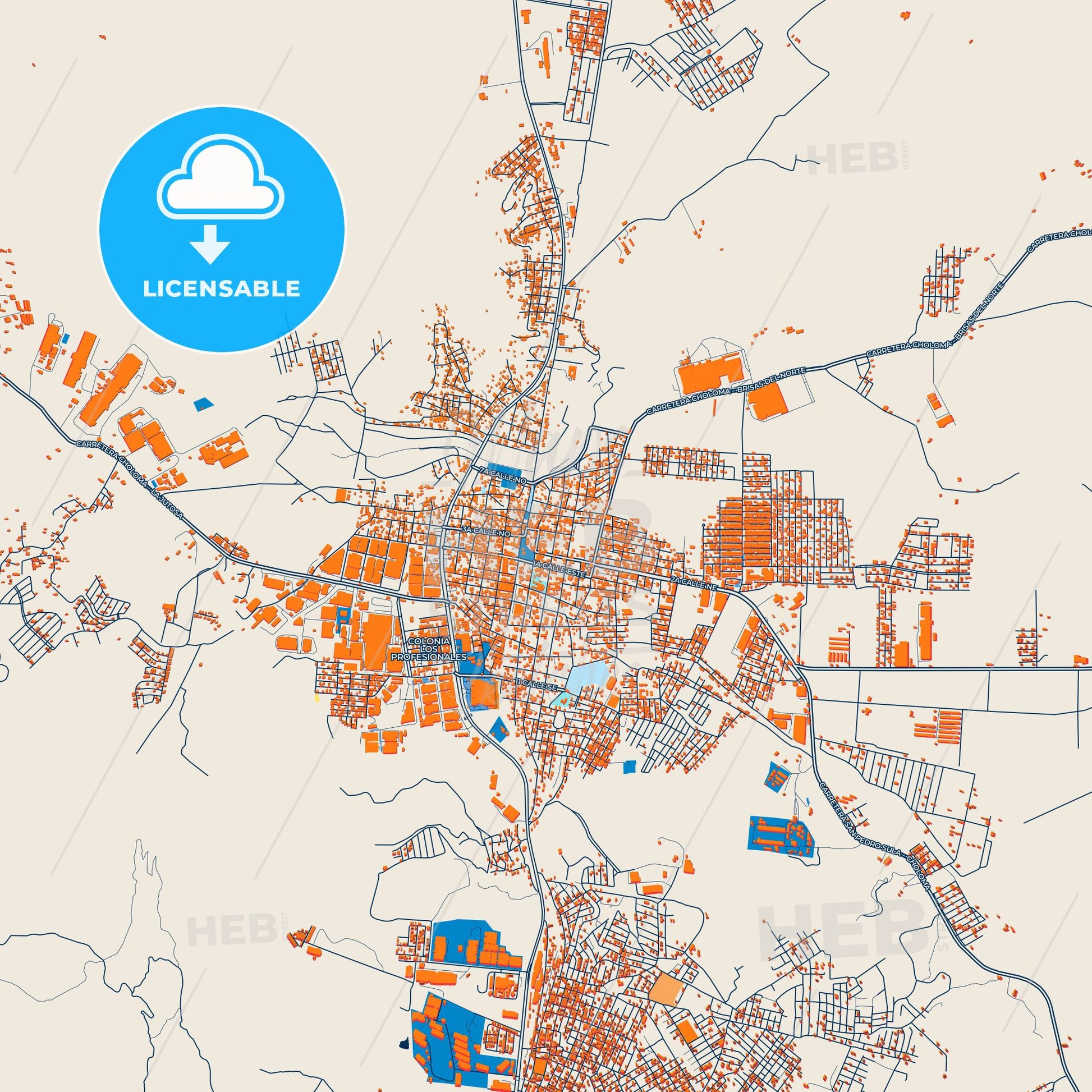 Colorful Choloma Street Map with Labels and Buildings