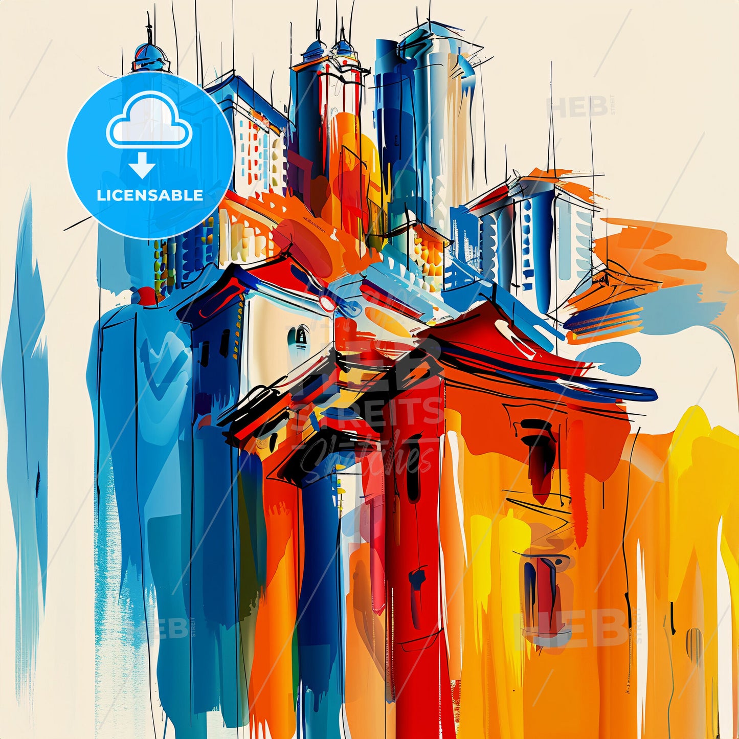 Vibrant Chongqing, China - A Painting Of Buildings And Towers