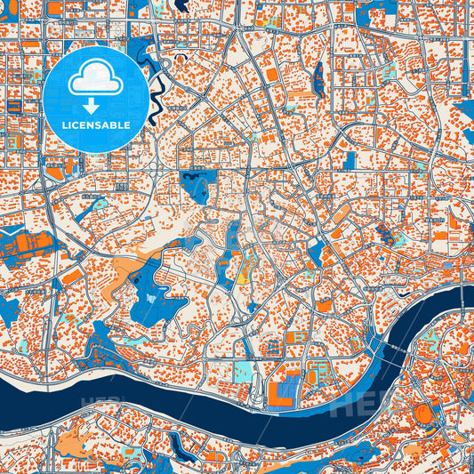 Colorful Chongqing Street Map with Labels and Buildings