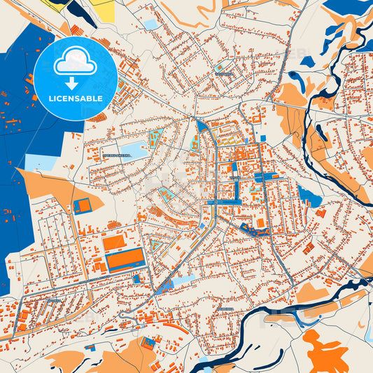 Colorful Chuhuiv Street Map with Labels and Buildings