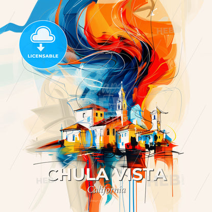 Vibrant Chula Vista, California - A Painting Of A Town - Square format print template