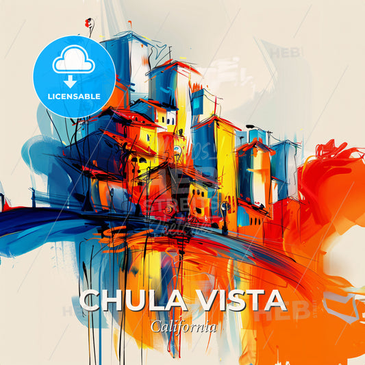 Vibrant Chula Vista, California - A Painting Of A City - Square format print template