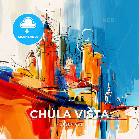 Vibrant Chula Vista, California - A Painting Of A Building - Square format print template
