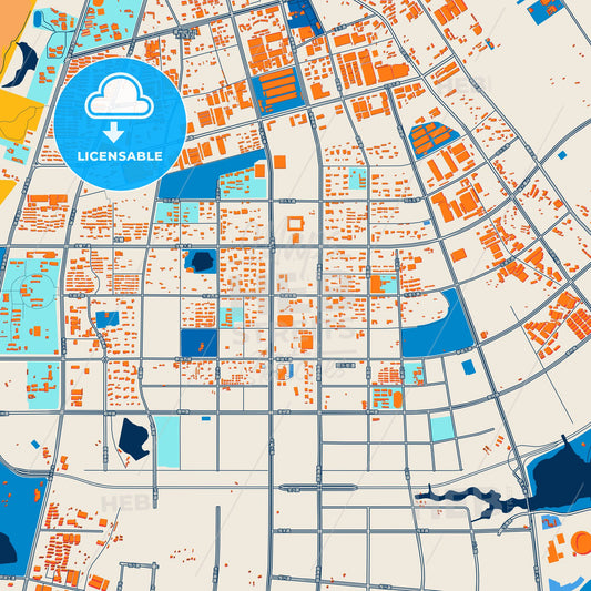 Colorful Chuzhou Street Map with Labels and Buildings
