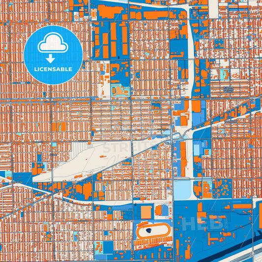 Colorful Cicero Street Map with Labels and Buildings