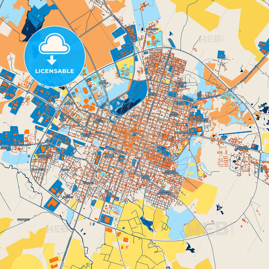 Colorful Ciego de Ávila Street Map with Labels and Buildings