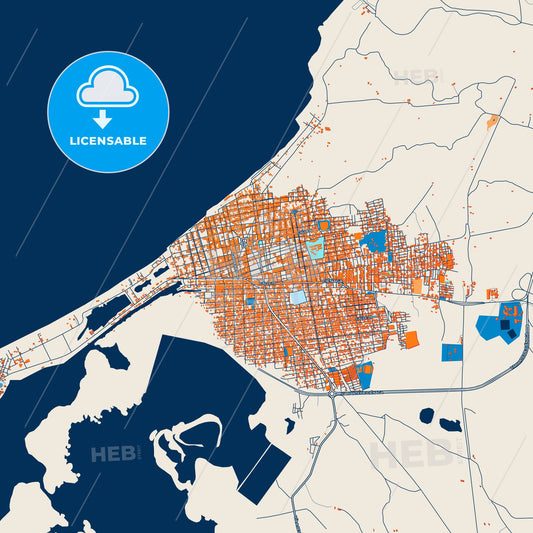 Colorful Cienaga Street Map with Labels and Buildings