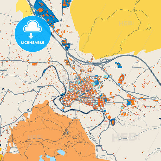Colorful Cieza Street Map with Labels and Buildings