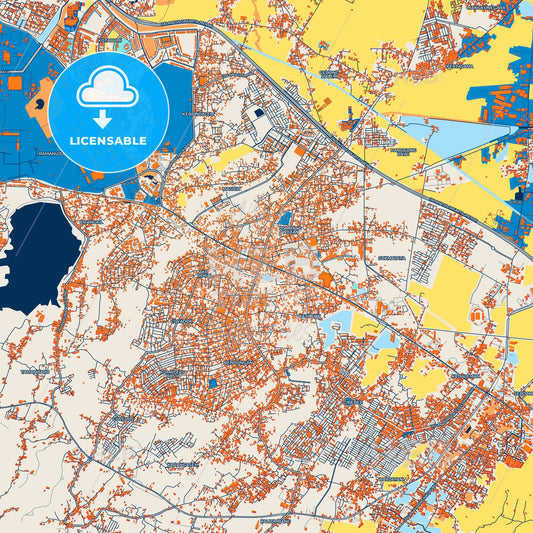 Colorful Cilegon Street Map with Labels and Buildings