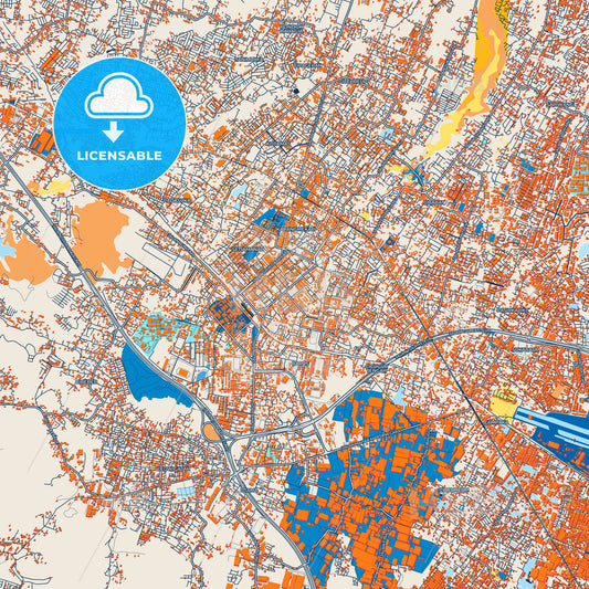 Colorful Cimahi Street Map with Labels and Buildings