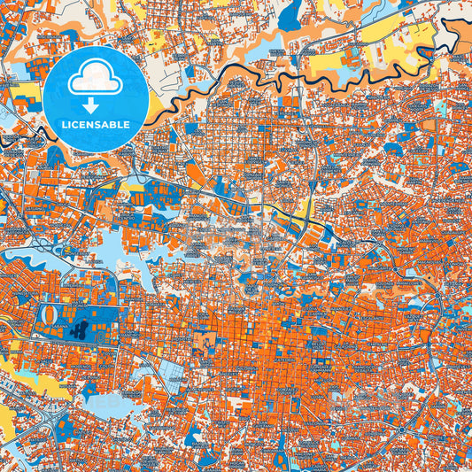 Colorful Cinco Esquinas Street Map with Labels and Buildings