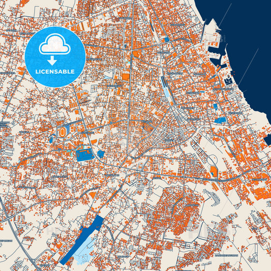 Colorful Cirebon Street Map with Labels and Buildings