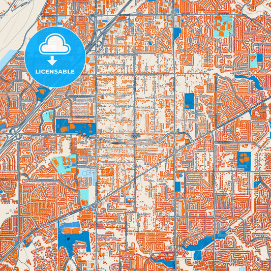 Colorful Citrus Heights Street Map with Labels and Buildings
