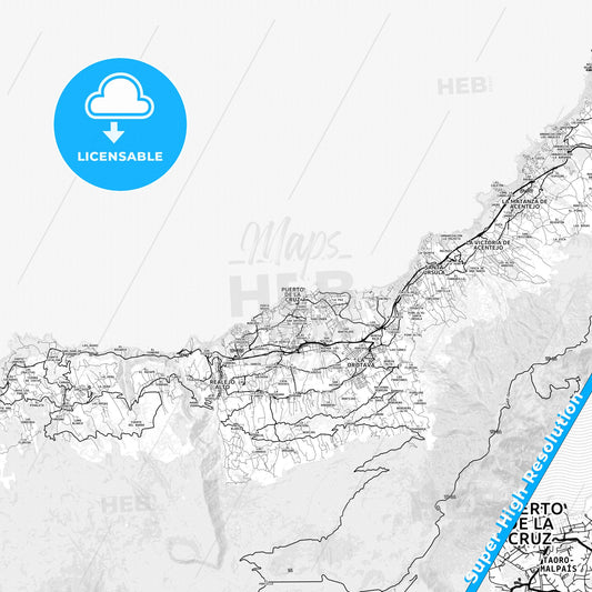 City Center, Spain light map with streetnames, citynames and districts