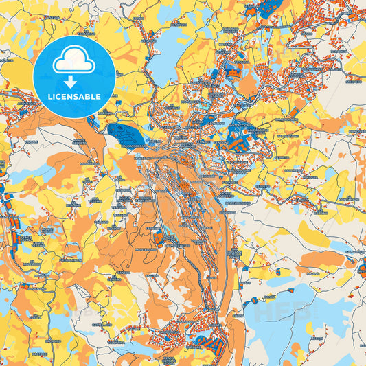 Colorful City of San Marino Street Map with Labels and Buildings