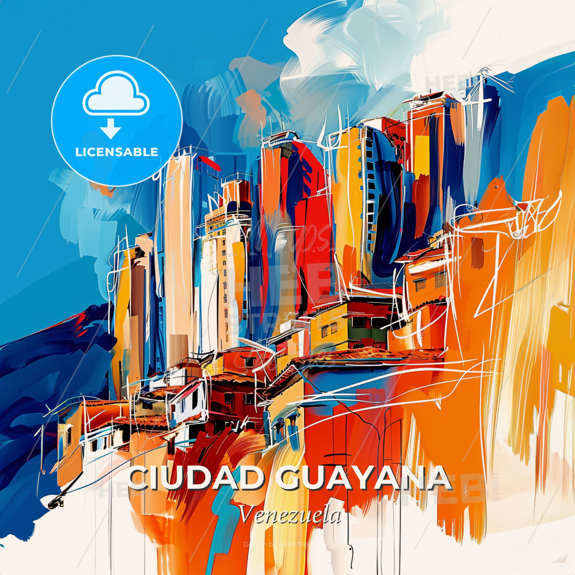 Vibrant Ciudad Guayana, Venezuela - A Painting Of A City - Square format print template