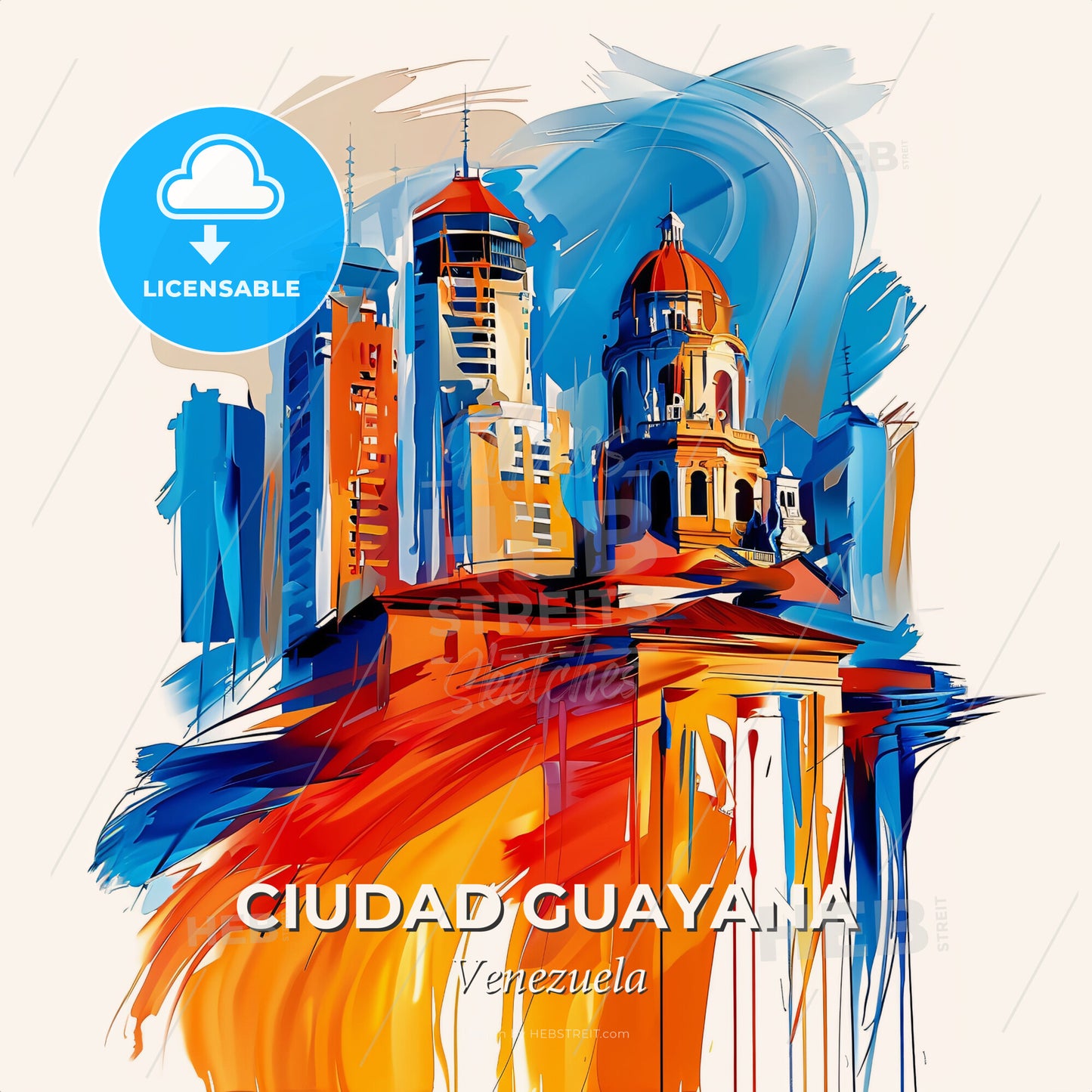 Vibrant Ciudad Guayana, Venezuela - A Painting Of A City - Square format print template