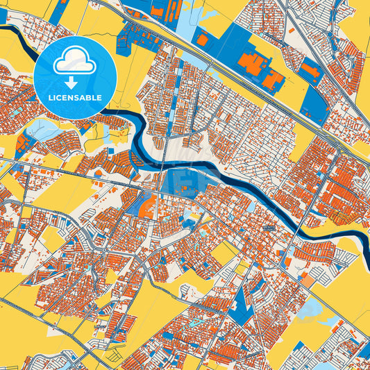 Colorful Ciudad Benito Juárez Street Map with Labels and Buildings