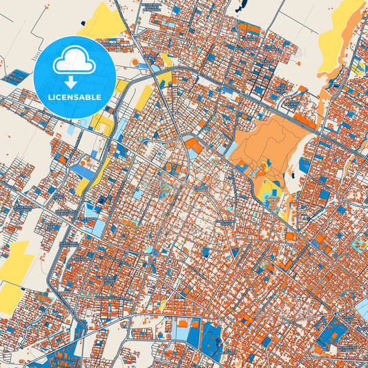 Colorful Ciudad de Villa de Álvarez Street Map with Labels and Buildings