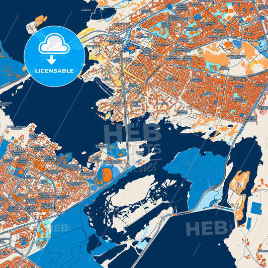Colorful Ciudad Guayana Street Map with Labels and Buildings