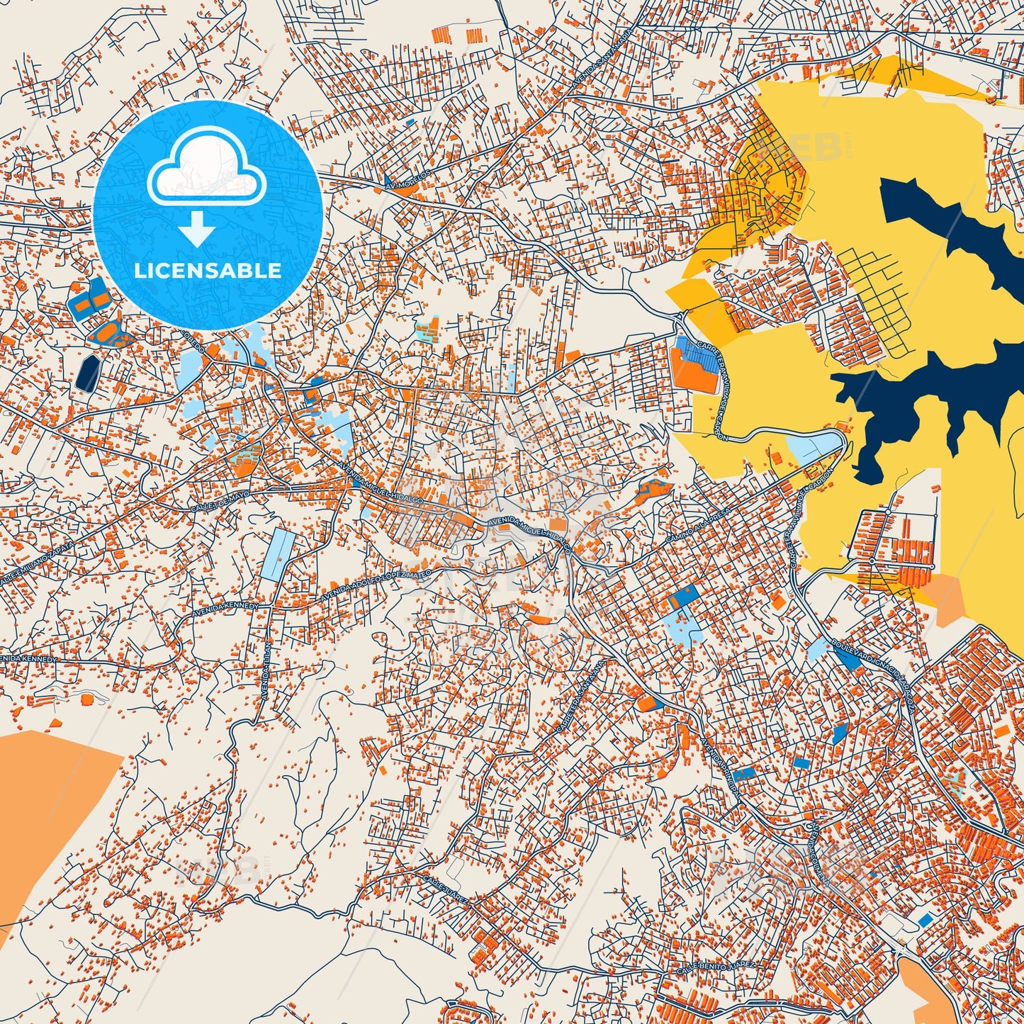 Colorful Ciudad Nicolás Romero Street Map with Labels and Buildings