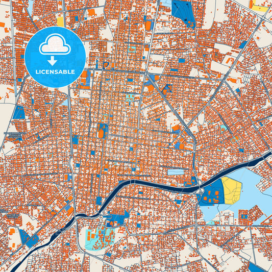 Colorful Ciudad Victoria Street Map with Labels and Buildings