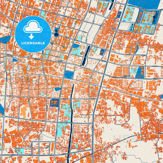 Colorful Cixi Street Map with Labels and Buildings