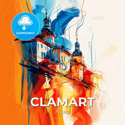 Vibrant Clamart, France - A Painting Of A Building - Square format print template