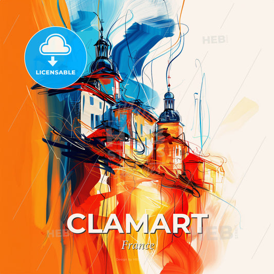 Vibrant Clamart, France - A Painting Of A Building - Square format print template