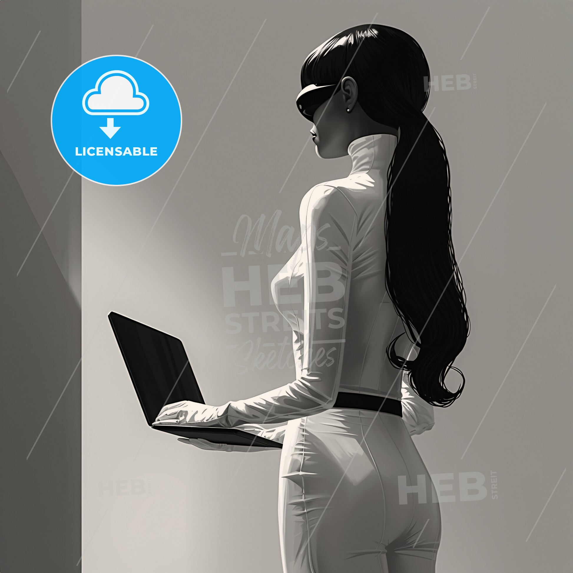 Clean Woman With Laptop - A Woman In White Outfit Holding A Laptop