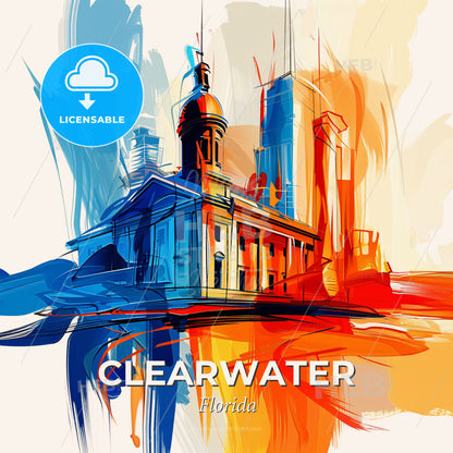 Vibrant Clearwater, Florida - A Painting Of A Building - Square format print template