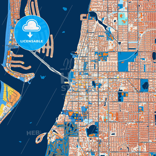 Colorful Clearwater Street Map with Labels and Buildings