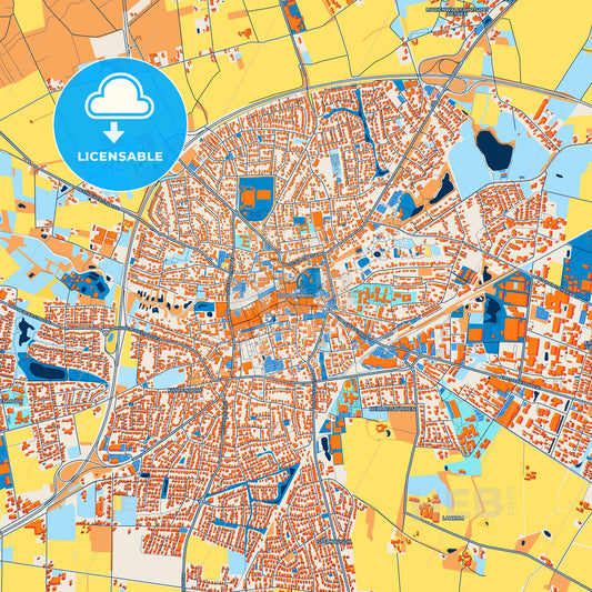 Colorful Cloppenburg Street Map with Labels and Buildings