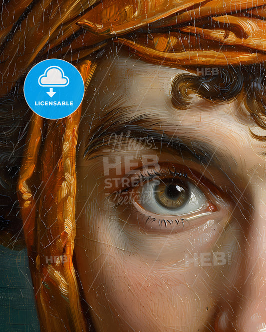 Exquisite Antique Baroque Power Gem Portrait: Vibrant Artistic Closeup captures the Beauty of Oil Painting