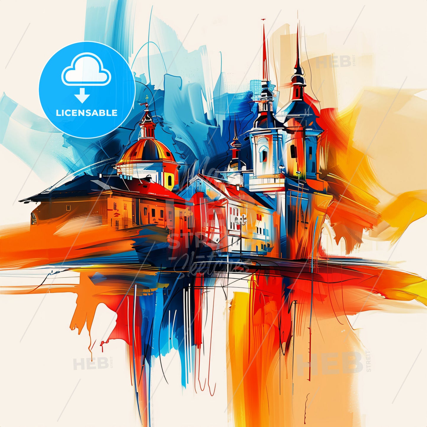 Vibrant Cluj-Napoca, Romania - A Painting Of A Building