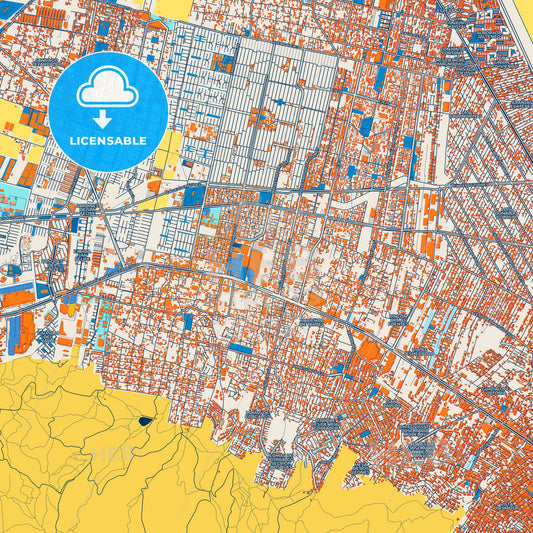 Colorful Coacalco de Berriozábal Street Map with Labels and Buildings