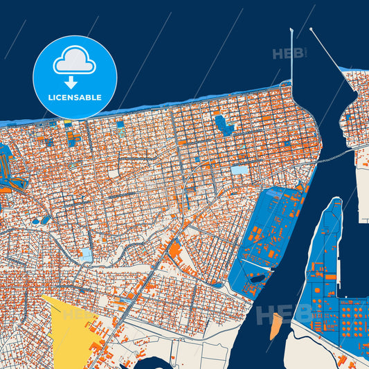 Colorful Coatzacoalcos Street Map with Labels and Buildings