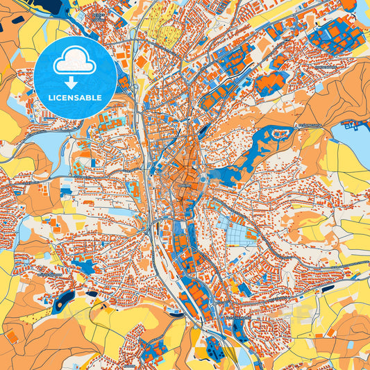 Colorful Coburg Street Map with Labels and Buildings
