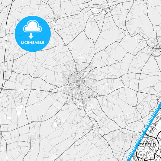Coesfeld, Germany light map with streetnames, citynames and districts