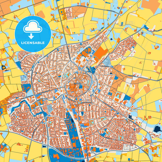Colorful Coesfeld Street Map with Labels and Buildings