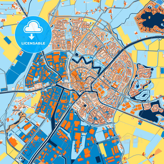 Colorful Coevorden Street Map with Labels and Buildings